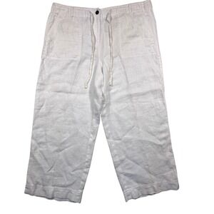 Charter Club 100% Linen Cropped‎ Pants Women 12 Katherine Fit Cropped Drawstring